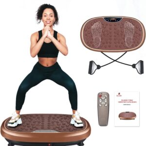 EILISON FitMax 3D XL Vibration Plate Exercise Machine - Whole Body Workout Vibration Fitness Platform w/Loop Bands - Home Training Equipment for Recovery, Wellness, Weight Loss (Jumbo Size) (Brown)