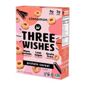 Protein and Gluten-Free Breakfast Cereal by Three Wishes - Cinnamon, 1 Pack - High Protein and Low Sugar Snack - Vegan, Kosher, Grain-Free and Dairy-Free - Non-GMO