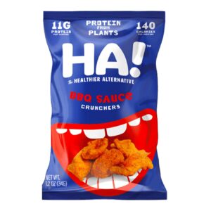 HA! - The Healthier Alternative Snacks - BBQ Sauce Crunchers 8-Pack (1.2oz Bags), High Protein, Low Calorie, Gluten Free, Vegan, Non-GMO Snack for Work, School Snacks, Healthy Junk Food