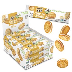 Lenny & Larry's The Complete Cremes®, Sandwich Cookies, Vanilla, Vegan, 5g Plant Protein, 6 Cookies Per Pack (Box of 12)