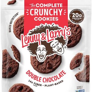 Lenny & Larry's The Complete Crunchy Cookie, Double Chocolate, 6g Plant Protein, Vegan, Non-GMO, 4.25 Ounce Pouch (Pack of 6)