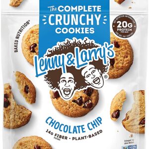 Lenny & Larry's The Complete Crunchy Cookie, Chocolate Chip, 6g Plant Protein, Vegan, Non-GMO, 4.25 Ounce Pouch (Pack of 6)
