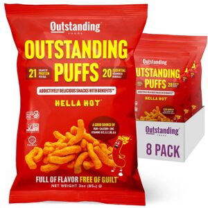 Outstanding Foods Outstanding Puffs Hella Hot Plant-Based Protein Snacks 3 Oz (Pack of 8)