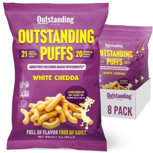 Outstanding Foods Outstanding Puffs White Chedda Plant-Based Protein Snacks 3oz (Pack of 8)