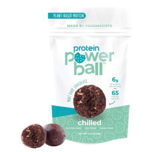 Protein Power Ball Healthy Snacks, Gluten Free, Dairy Free, Soy Free, Vegan Snack Energy Bites (Mint Dark Chocolate, 2 Pack)