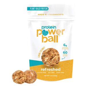 Protein Bites by Protein Power Ball | On-The-Go Protein Snacks | Gluten Free, Dairy Free, Soy Free Snack | High Protein Energy Bites (Lemon Coconut, 4 Pack)