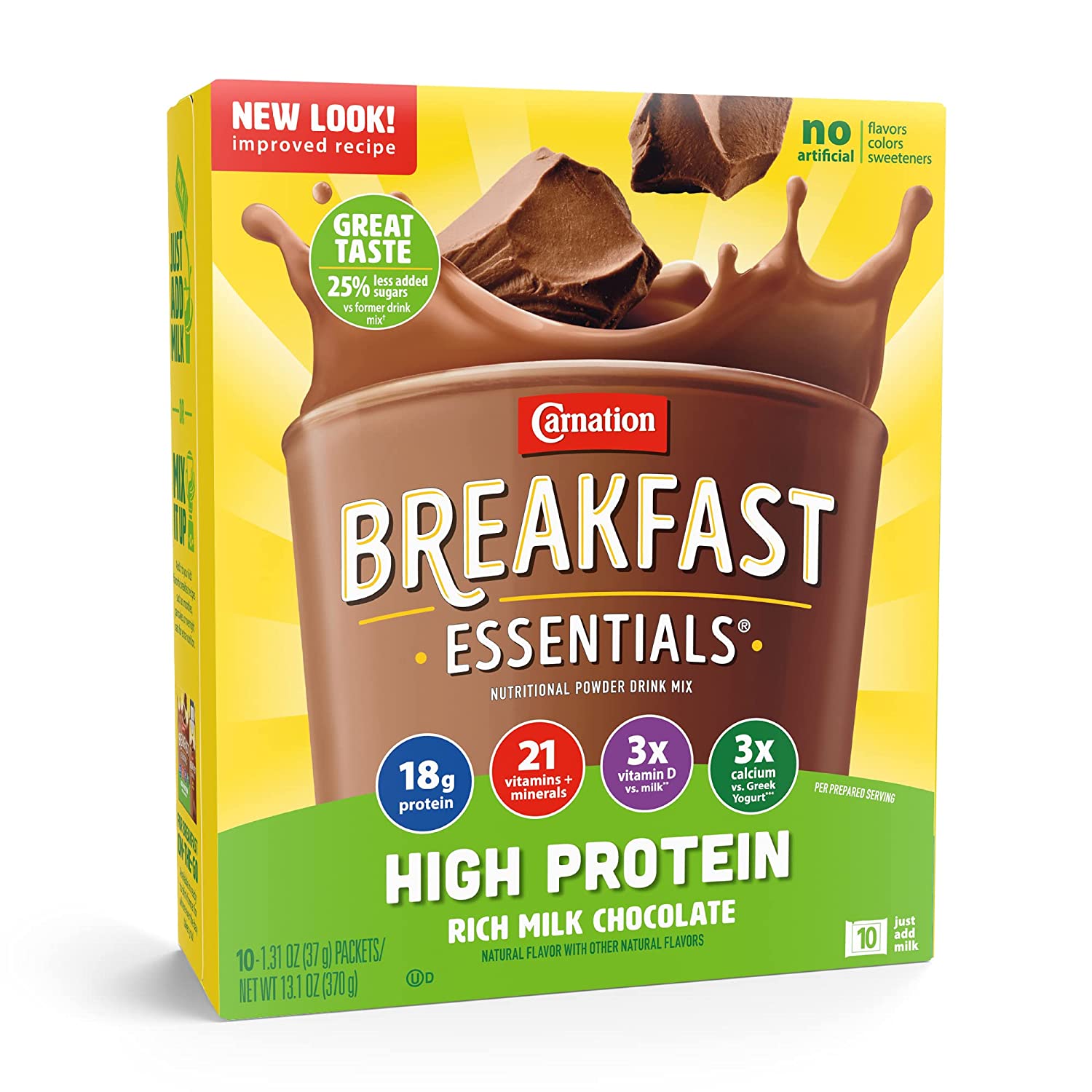 Carnation Breakfast Essentials High Protein Powder Drink Mix, Rich Milk Chocolate, 10 Count Box Packets (Pack of 6) (Packaging May Vary)