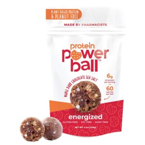 Protein Balls by Protein Power Ball | On-The-Go Protein Snacks | Vegan Snacks | Gluten Free, Dairy Free, Soy Free Snack | Peanut-Free Snacks | Energy Bites (Maple Dark Chocolate Sea Salt, 6 Pack)