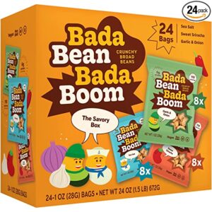 Enlightened Bada Bean Bada Boom - Plant-Based Protein, Gluten Free, Vegan, Crunchy Roasted Broad (Fava) Bean Snacks, 110 Calories per Serving, Savory Box, 1 oz, 24 Pack
